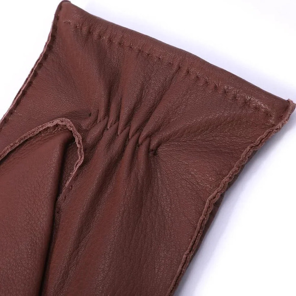 Men's Deerskin Leather Cognac Gloves Winter Dress  Leather Gloves With Warm - Picture 6 of 8